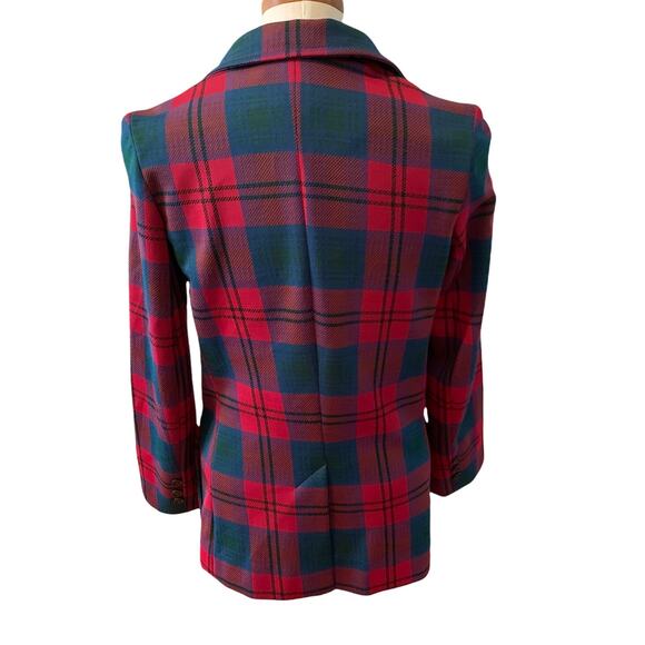 Vintage 70s Tartan Plaid Tailored Blazer Red - Picture 4 of 5